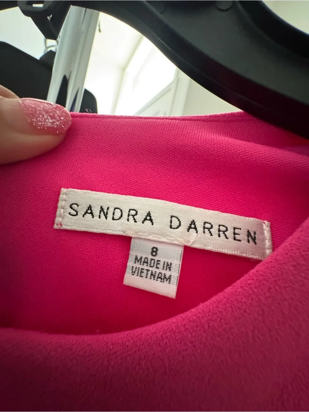 Sandra Darren Pink Red Colorblock Side Tie Sheath Dress Size 8